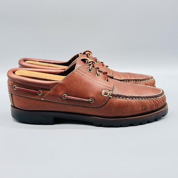 Cole Haan Shoes Womens 9 Brown Leather Boat Country Lug Moc Toe Casual Slip On - Picture 1 of 10